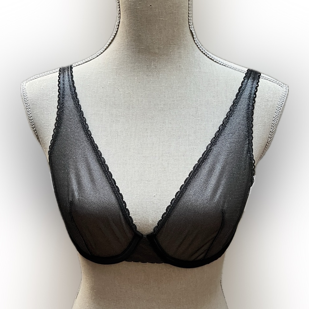 New Victoria's Secret Black Shimmer Sheer Bra, size 34C
